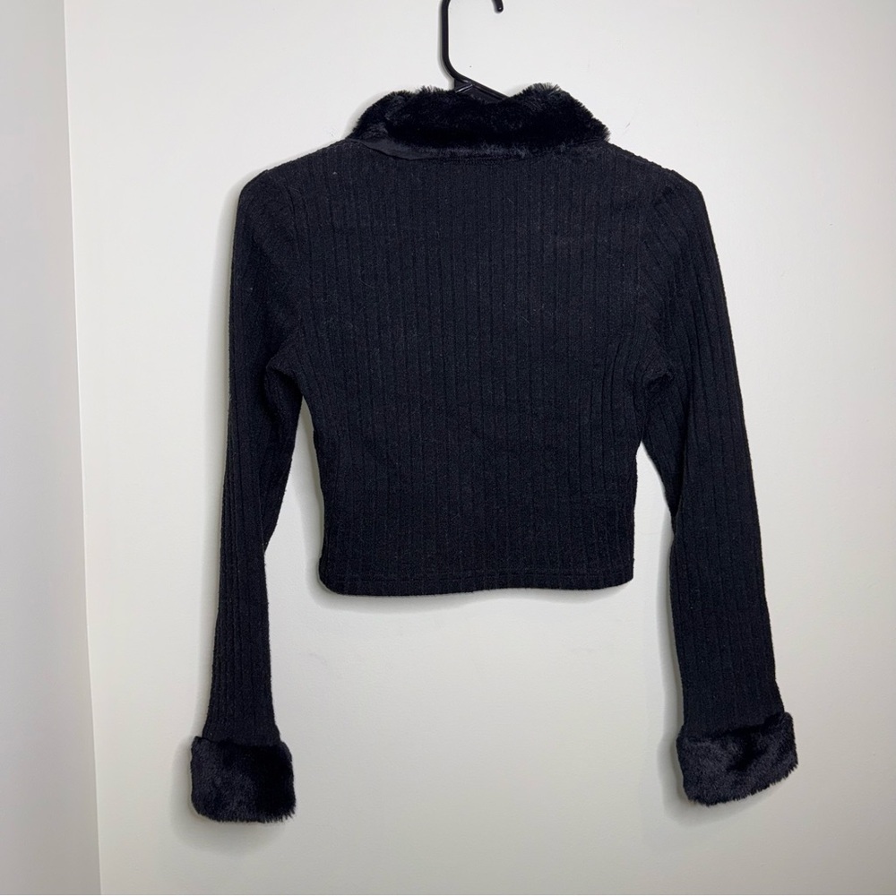 🖤Motel Rocks Black Cropped Jacket with Faux Fur Trim - Picture 4 of 4